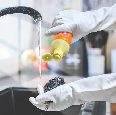 White Nitrile Gloves Dishwashing Unflock Lining 13 Inches Restaurant Nitrile Gloves