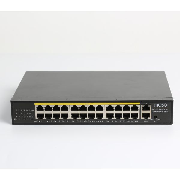 HiOSO 26 Ports Non Standard PoE Switch 24 100M PoE Ports + 2 1000M RJ45 Uplink Ports