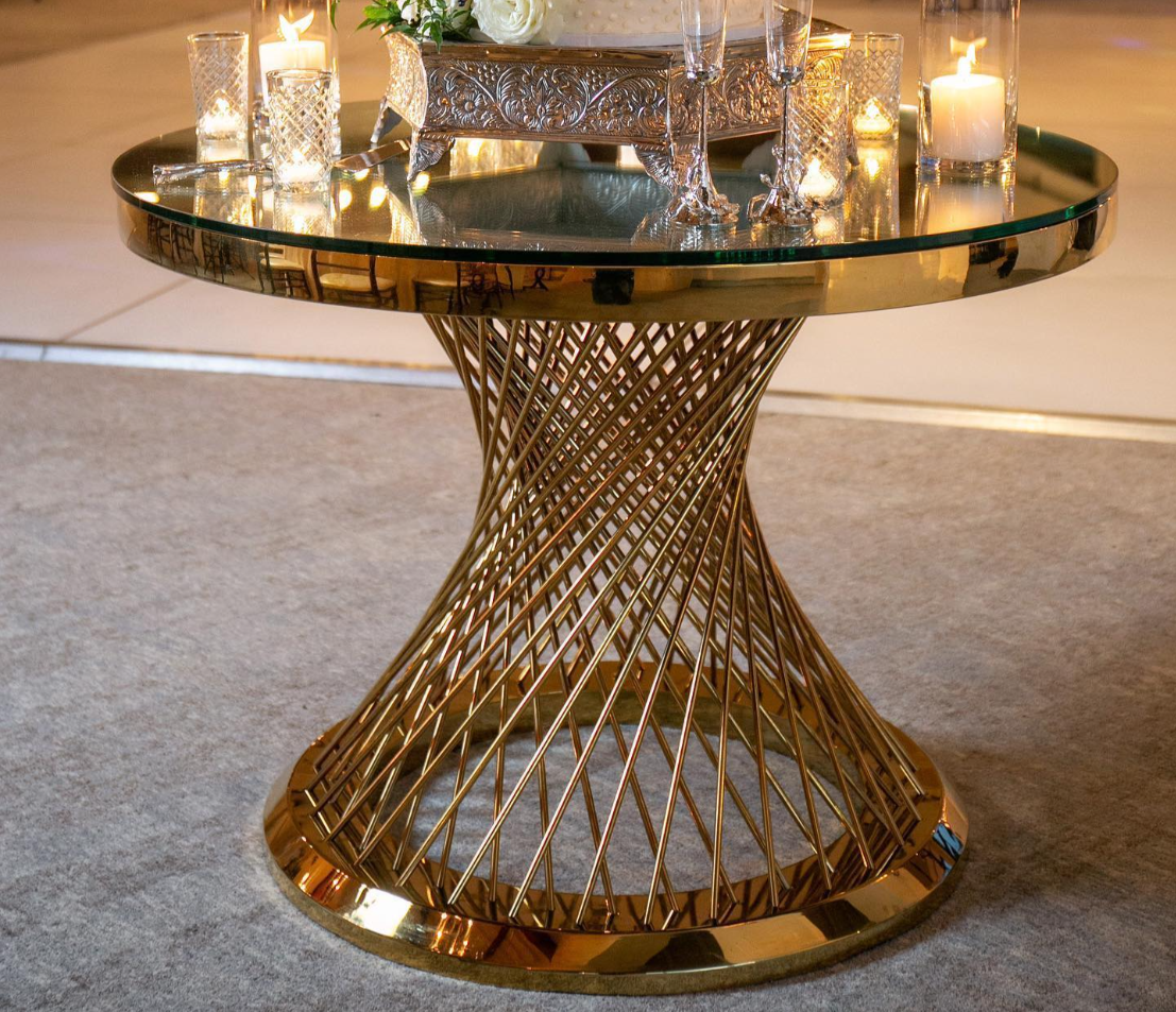 Commercial Furniture Wedding Cake Table with Stainless Steel Frame and Nest Base Wedding Decoration Event Decor