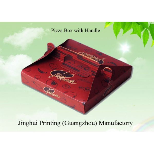 China Printing Factory Wholesale Cheap Price Laminated Gloss Art Paper Colorful Printing Pizza Box with Handle
