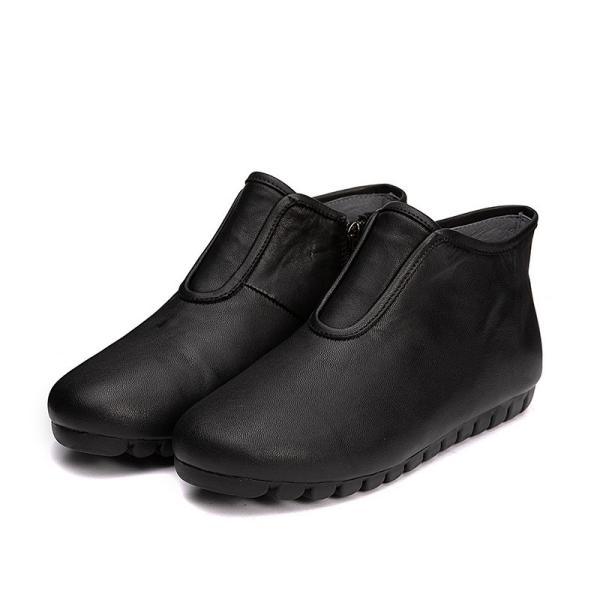 S075 Autumn and winter new fashion boots women retro handmade leather elastic flat zipper women's short boots