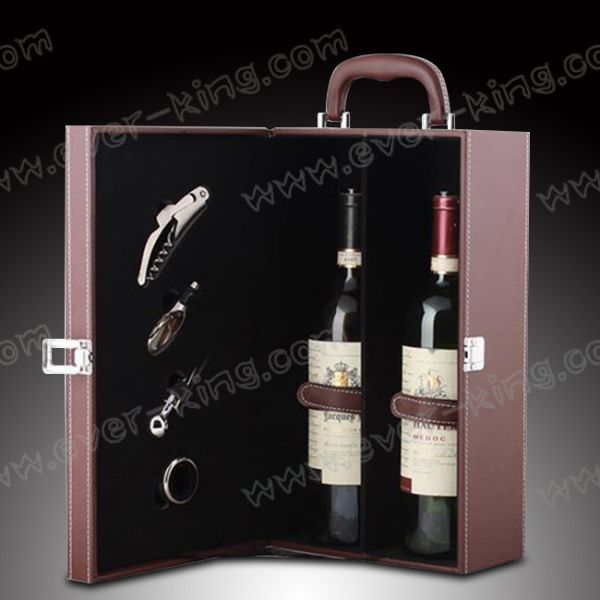 SGS Handmade Leather Glass Bottle Box For Luxury Liquors