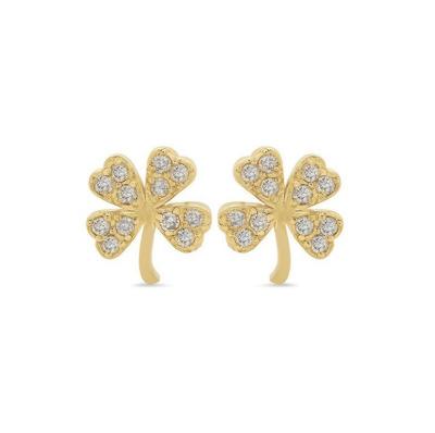 18K ouro revestido 925 Sterling Prata Clover Stud brincos