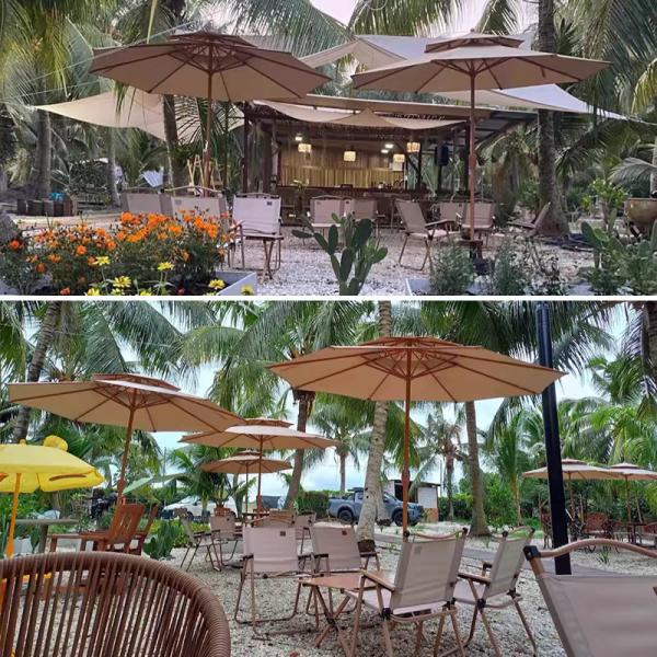 Aluminum Frame Leisure Outdoor Garden Patio Beach Umbrella Canopy with Middle Pole
