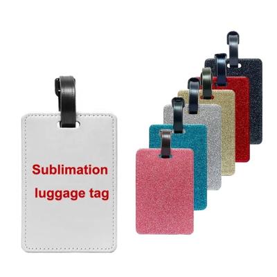 Double Sided Sparkle Custom Leather Luggage Tags For Sublimation Printing