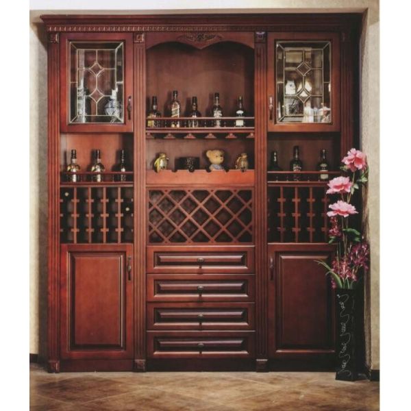 УЛЬТРАФИОЛЕТОВЫЙ поверхностный европейский винный бар шкафа дисплея живущей комнаты стиля твердый деревянный