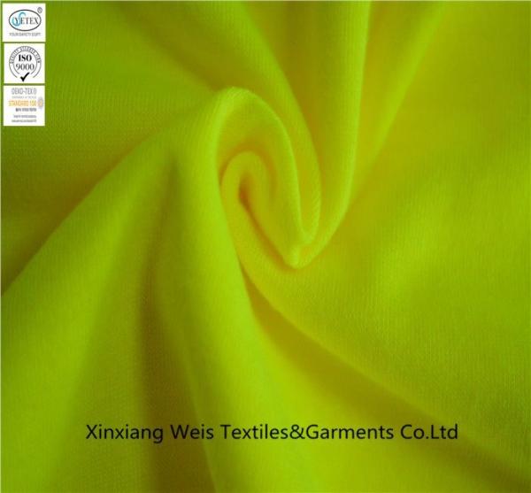 EN20471 Fluorescent Green Fire Resistant Material Fabric / Fire Resistant Felt Knitted Interlock