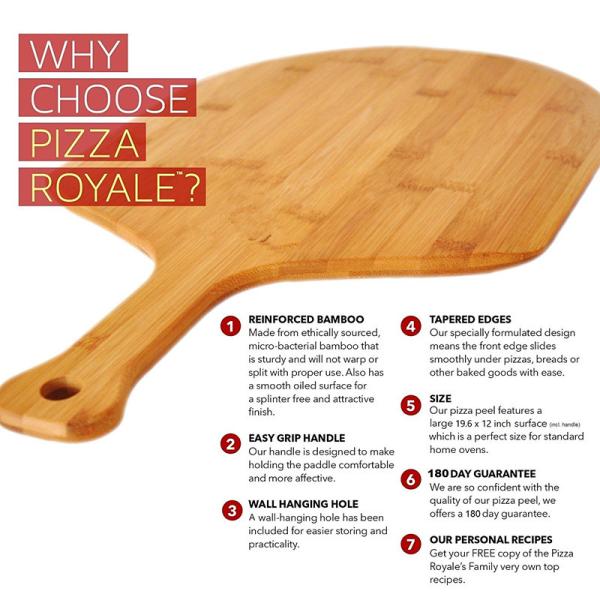 Organic Bamboo Wood Pizza Paddle Board Unbreakable For Home & Restaurant & Pub