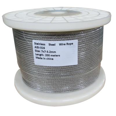 3.2mm 316 7x7 câble en acier inoxydable AISI ASTM BS DIN GB JIS