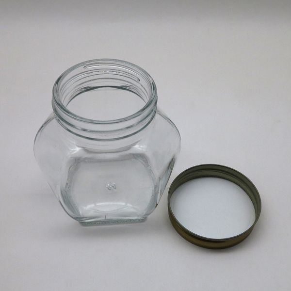 Transparent Food Safe Airtight Honey Jar , Storage Honey Hexagon Glass Jars