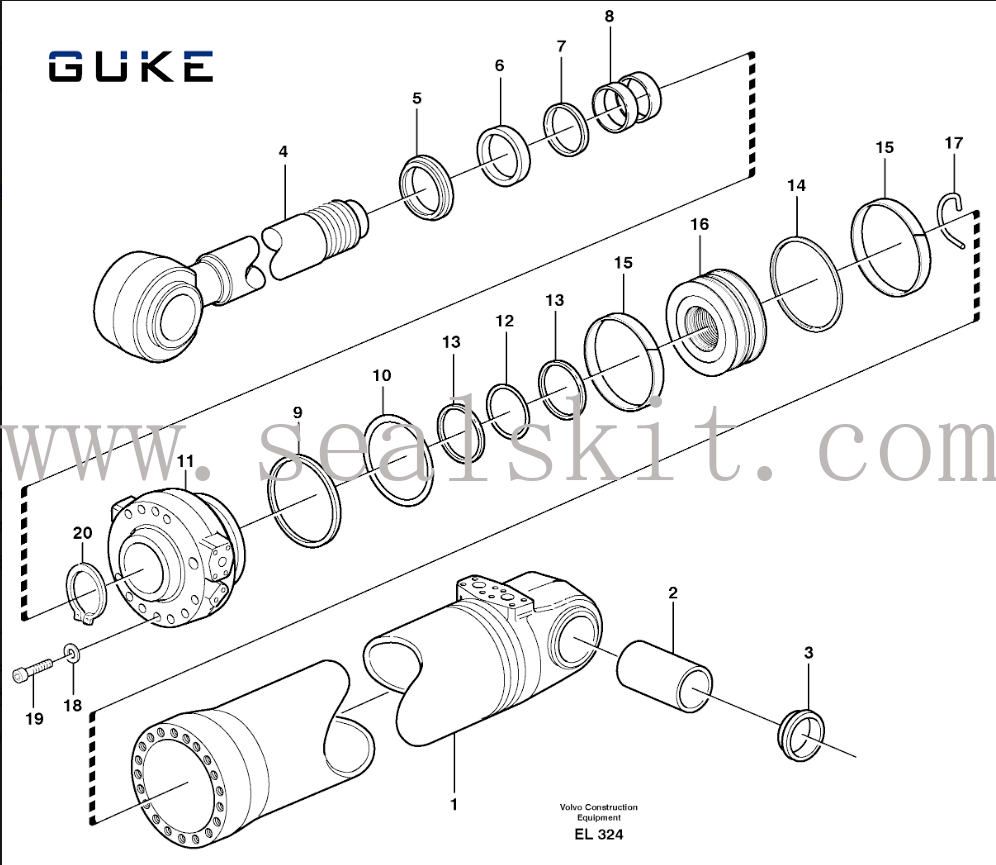 VOLVO Loader L150E Tilt Cylinder Repair Seal Kit VOE11709026 11709026