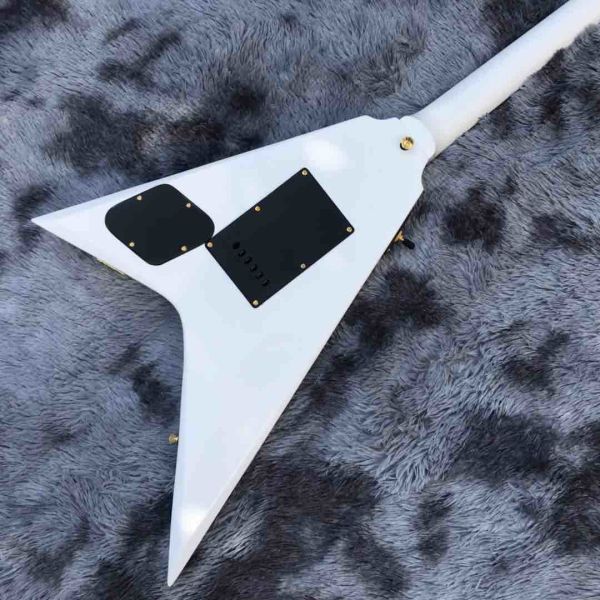jackson custom guitar White color Golden hardwares Blocks inlay on rosewood fingerboard flying v electric guitar 6 strin
