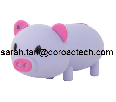 Custom Cartoon PVC Cute Pig USB Pen Drive, Hot Sale Gift USB Memory Sticks