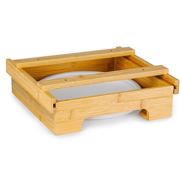 Waterproof Bamboo Small Kitchen Shelf Storage Paper Plate Dispenser Holder 10 Inch