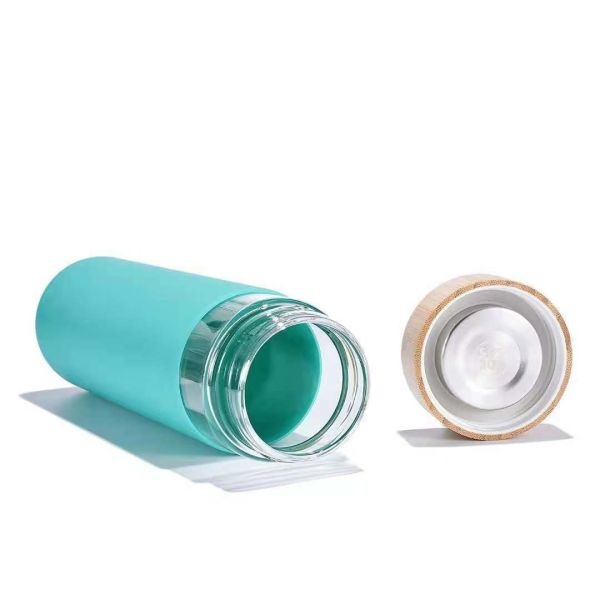 École élégante de design haut de gamme Funky étanche à fuite Bouteille d'eau en verre Bouteille d'eau motivationnelle en verre avec manche portable facile à utiliser et à transporter