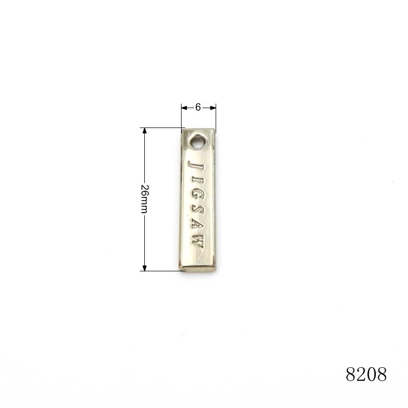 Nickel Silver Mini Zipper Puller Custom Logo Engraved Metal Zipper Pull Tag for