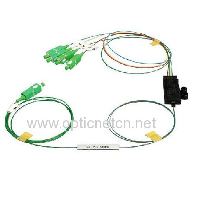 1x4 PLC Optical Splitter , Fiber Optic Cable Splitter Low Insertion Loss