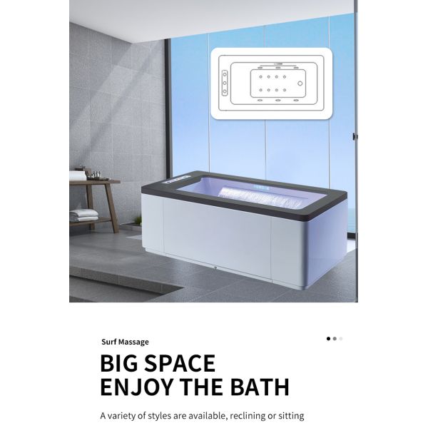 White Acrylic Massage Bathtub with Stainless Steel Frame