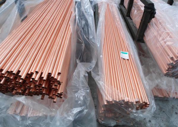 Straight Seamless Copper Pipe C11000 , Custom Rotating Bands Copper Round Tube