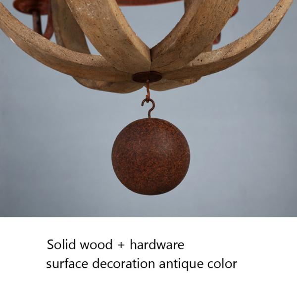 Vintage Wood Chandelier Farmhouse America Pendant Chandeliers Lighting(WH-CI-109)