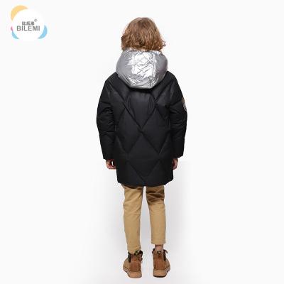 Wholesale Insulated Boutique Clothing Long Stylish Kids Winter Black Puffer Boys Hooded Jacket