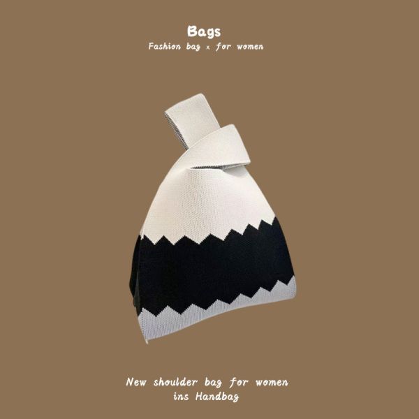 THE NEW INTERNET CELEBRITY HANDBAG KNITTING HAND KNITTING WOOL BUCKET BAG HAND CASUAL TOTE LUNCH BAG