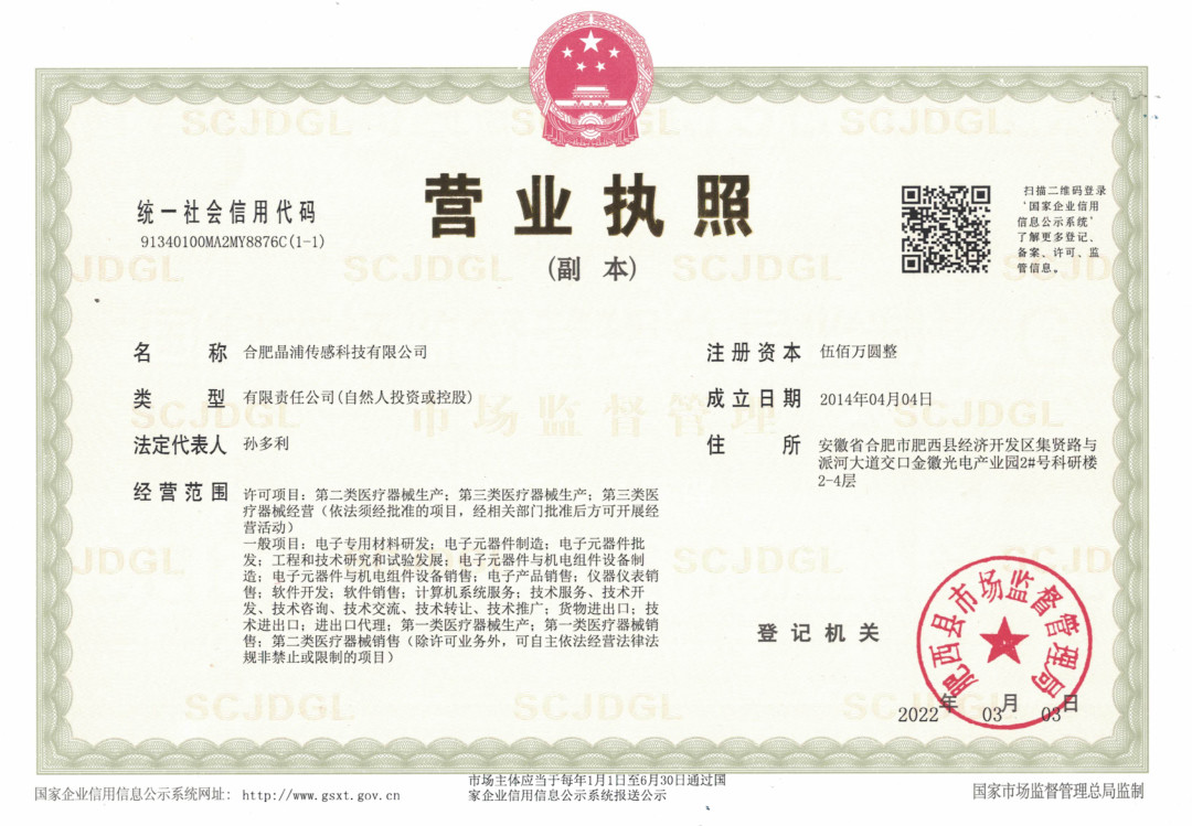 Hefei Jingpu Sensor Technology Co., Ltd Сертификации