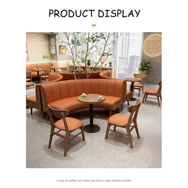 Foshan Factory Restaurant Table and Chairs Commercial Coffee Table With Chair Solid Wood Booth Sofa Seating for Restaurant