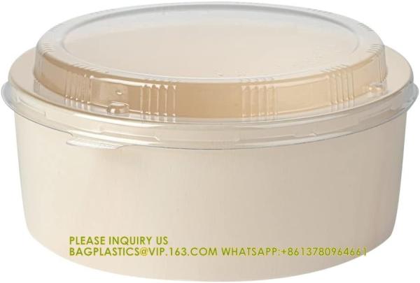 34 Oz Deep Round Wooden Containers - Containers Sold Separately, Clear Plastic To Go Box Lids