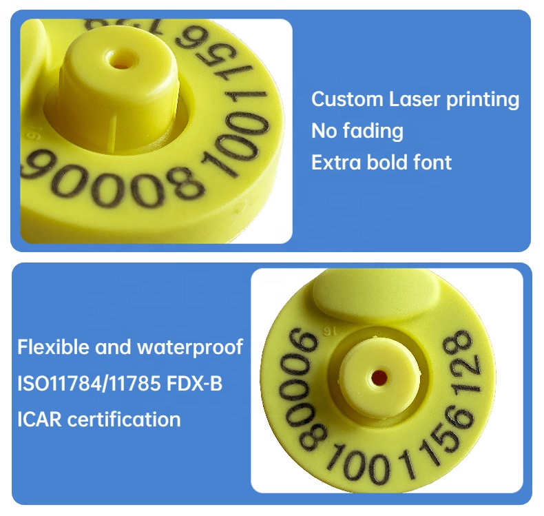 Full ICAR Certified RFID Electronic Ear Tags For Livestock Tracking