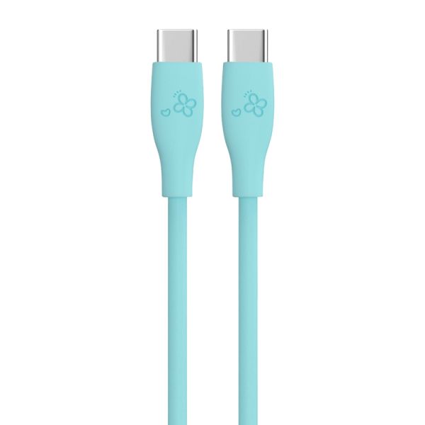 Cable USB-C a USB-C turquesa de diseño elegante con delicados patrones florales OEM CC60W/CL27W 3A de salida