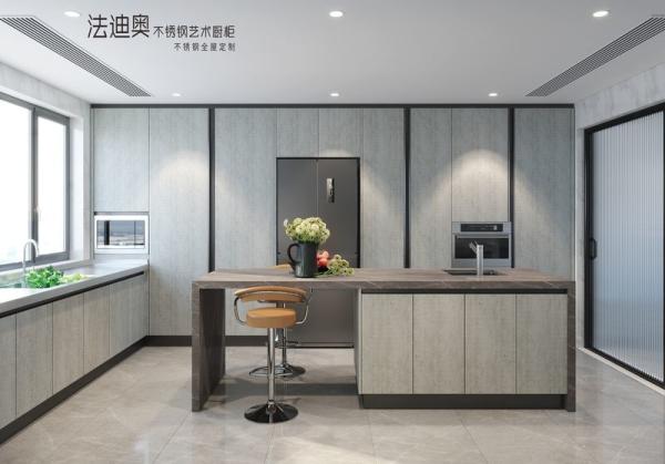 Fadior Cement Gris Elegance Premium Armoires de cuisine en acier inoxydable avec un design moderne intemporel