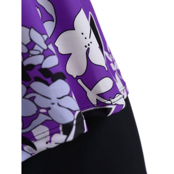 2018 New Plus Size One piece Swimsuit Floral Print Swimsuit Women Push up with