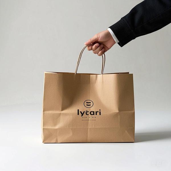 Custom Kraft Paper Shopping Tote Bags with Cotton Rope Handles