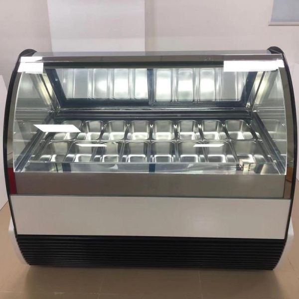 16pcs Pans Gelato Display Freezer R404a R290 Ice Cream Refrigeration Equipment