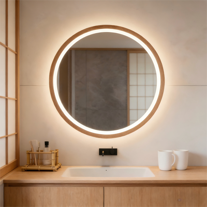 LED Backlit Round Vanity Mirror for Bathroom IP44 Waterproof Wall-Mounted  Bathroom Mirror