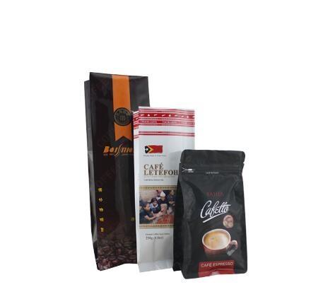 2017 new products plastic packaging coffee bean bags/zipper pouch for coffee/eight side sealed bags