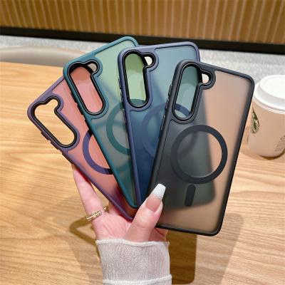 Casse téléphonique magnétique mat translucide étanche aux chocs pour Samsung S24 S25 Ultra