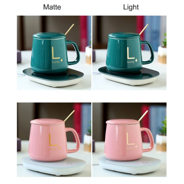 USB Charging Ceramic Porcelain Mug with 55 Degree Temperature Control and HANDGRIP