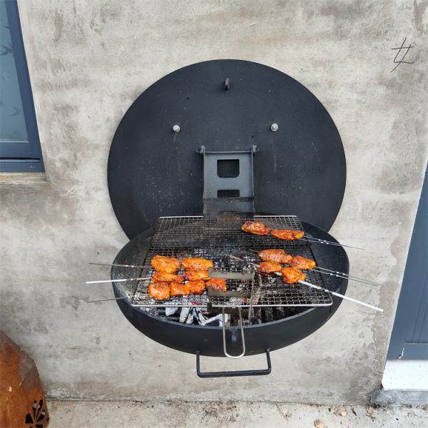 Churrasqueira portátil dobrável de 1.000 mm de diâmetro montada na parede para cozinhar no jardim