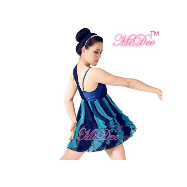 Colors Changeable Latin Dance Wear Lyrical Dress Sequins Top Two Tones Skirt