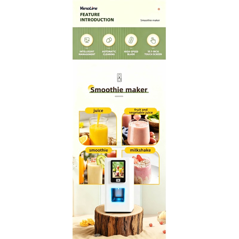 Countertop Mini Automatic Smoothie Vending Machine, Commercial Self Service Model, OEM & ODM Custom Available