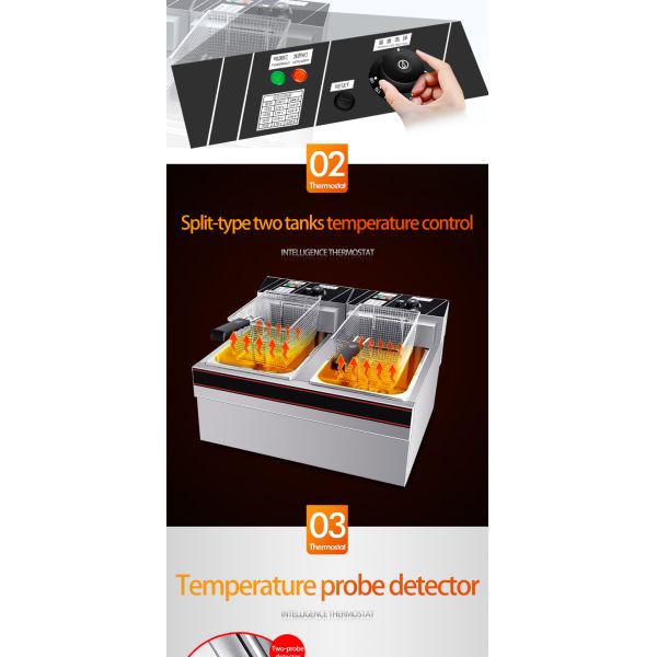 660x565x420mm Durable Stainless Steel Electric Chips Deep Frying Machine with Thicken Basket