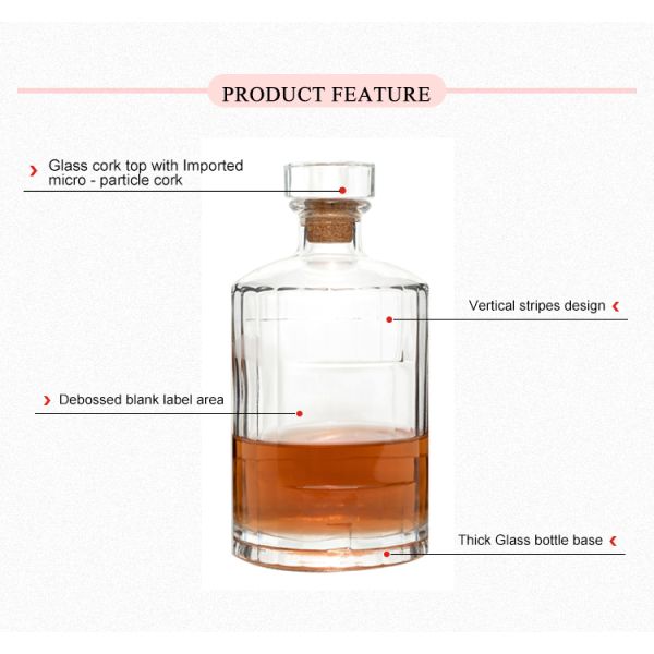 Customized Capacity 100-1000ml Clear Square Glass Spray Bottle for Whiskey Supply