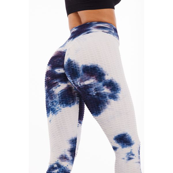 Women High Waist Lift Hip Tight Sports Leggings Fitness Tie Dye Jacquard