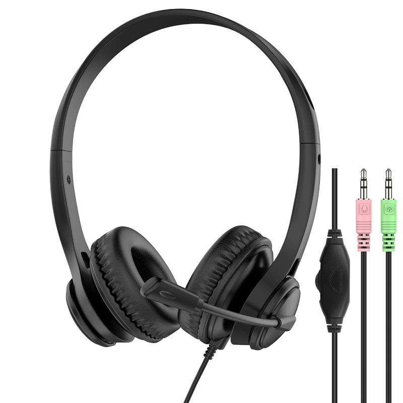 JTY-1225 Head mounted wired headphones with microphone, desktop laptop, online learning, office, customer service, call headset 3.5mm/Type-C/USB plug, supporting OEM/ODM customization service