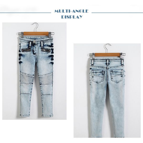 Slim Fit Long Section Kids Denim Clothes , 2 - 8 Years Children Denim Jeans