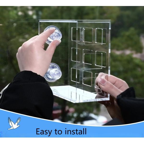Window Acrylic Bird Feeder Hanging Mount Transparent Plexiglass Bird House OEM