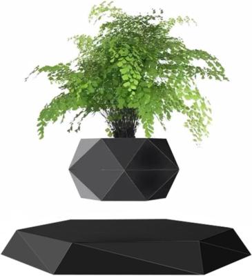 Black Hexagon Magnetic Levitation Plant Levitating Air Bonsai Pot 360 Degree Rotation