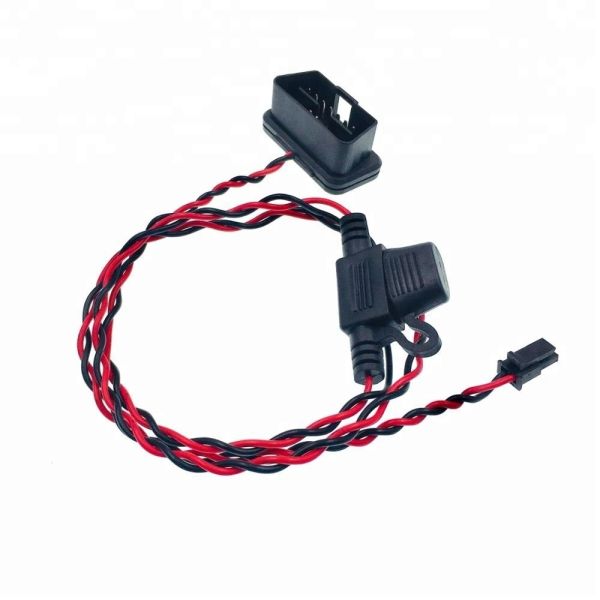 Highly Durable PVC Material 24V OBD OBD2 2 PIN OBDII Power Cable to Molex Connector with Fuse Holder